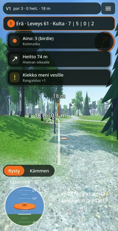 Ilmoituskortit yläreunassa