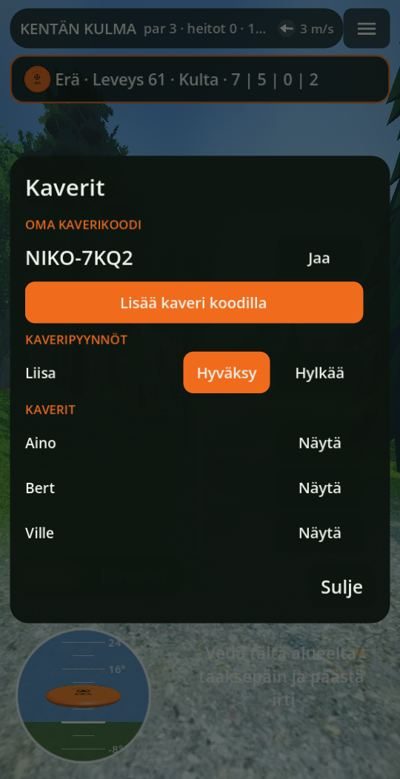 Kaverit: oma koodi, pyynnöt ja kaverilista
